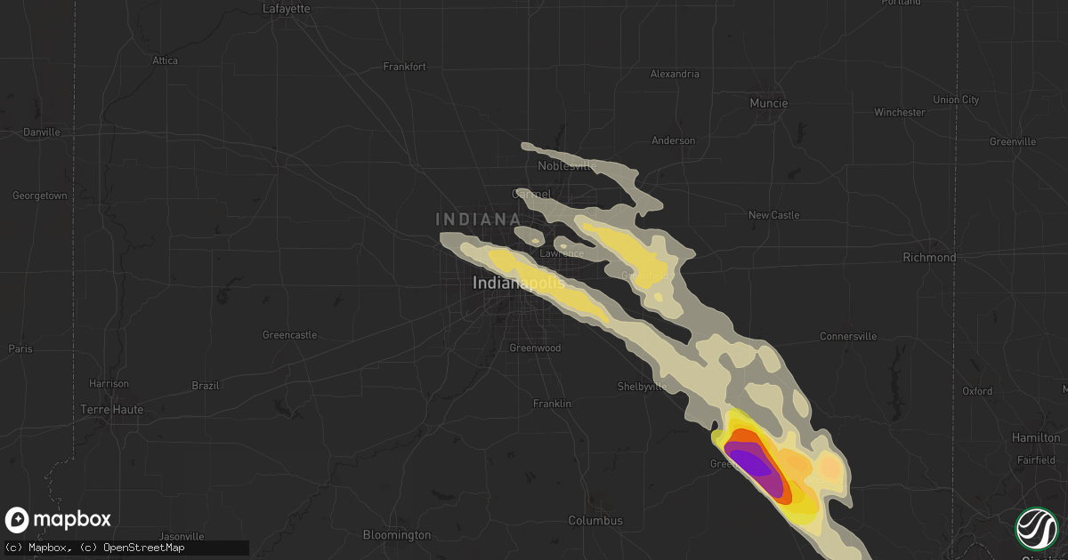 Hail map in Indianapolis, IN on August 25, 2018