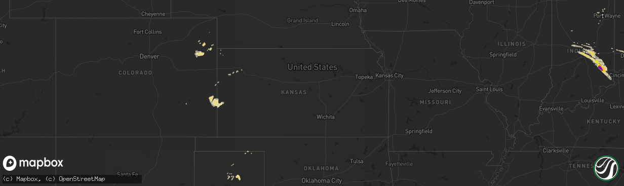 Hail map in Kansas on August 25, 2018