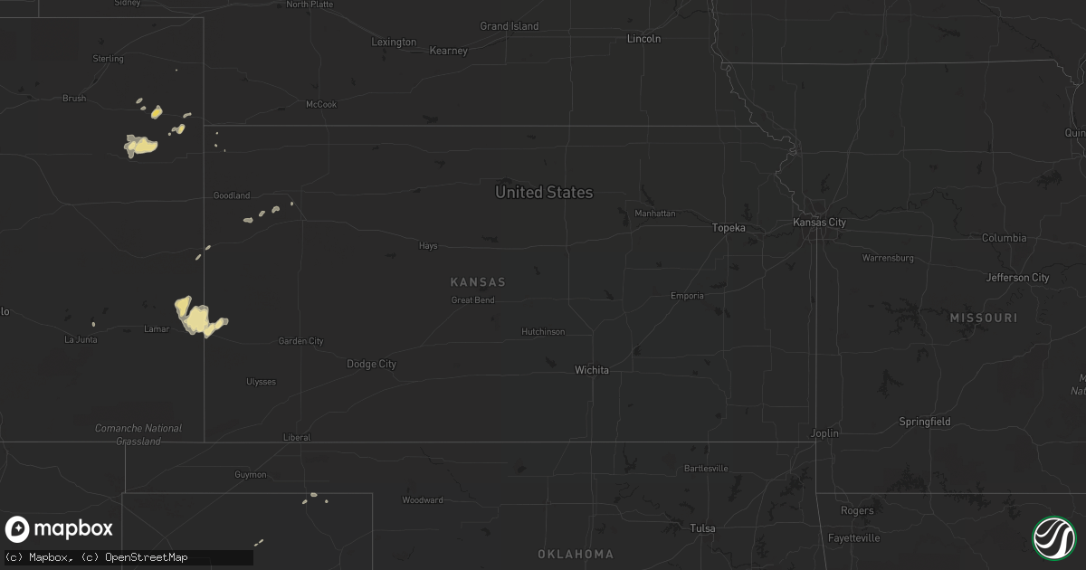 Hail map in Kansas on August 25, 2018
