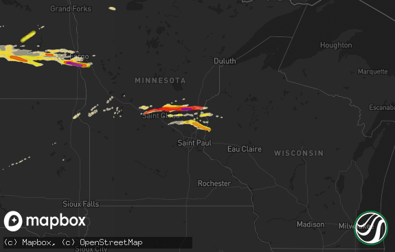 Hail map preview on 08-25-2018