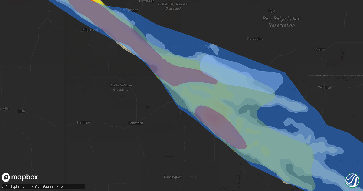Hail map in Chadron, NE on August 25, 2019