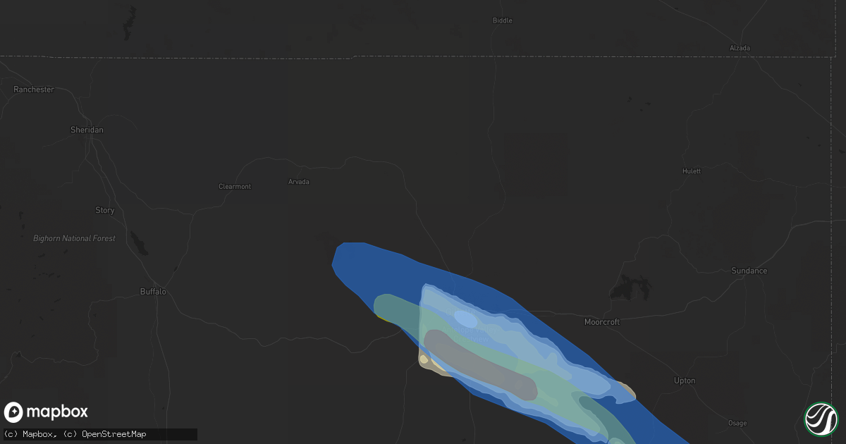Hail map in Gillette, WY on August 25, 2019