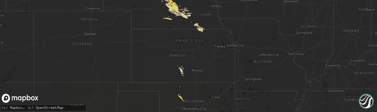 Hail map in Kansas on August 25, 2019