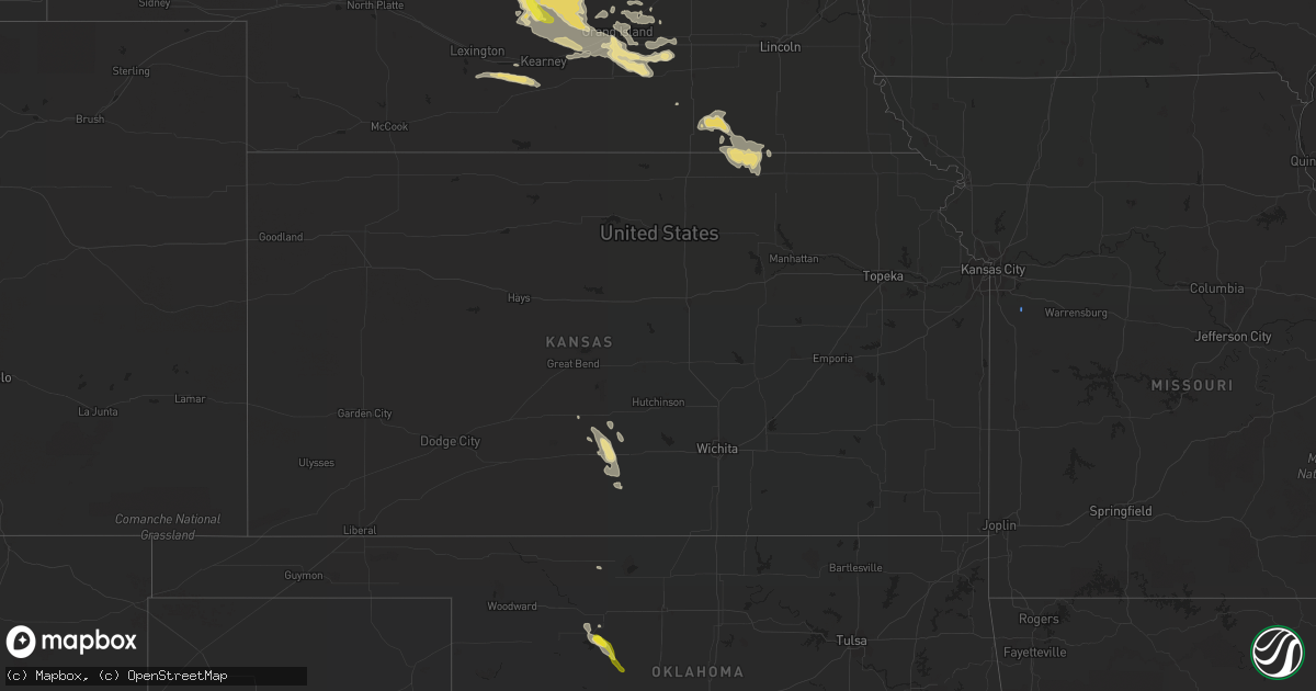 Hail map in Kansas on August 25, 2019