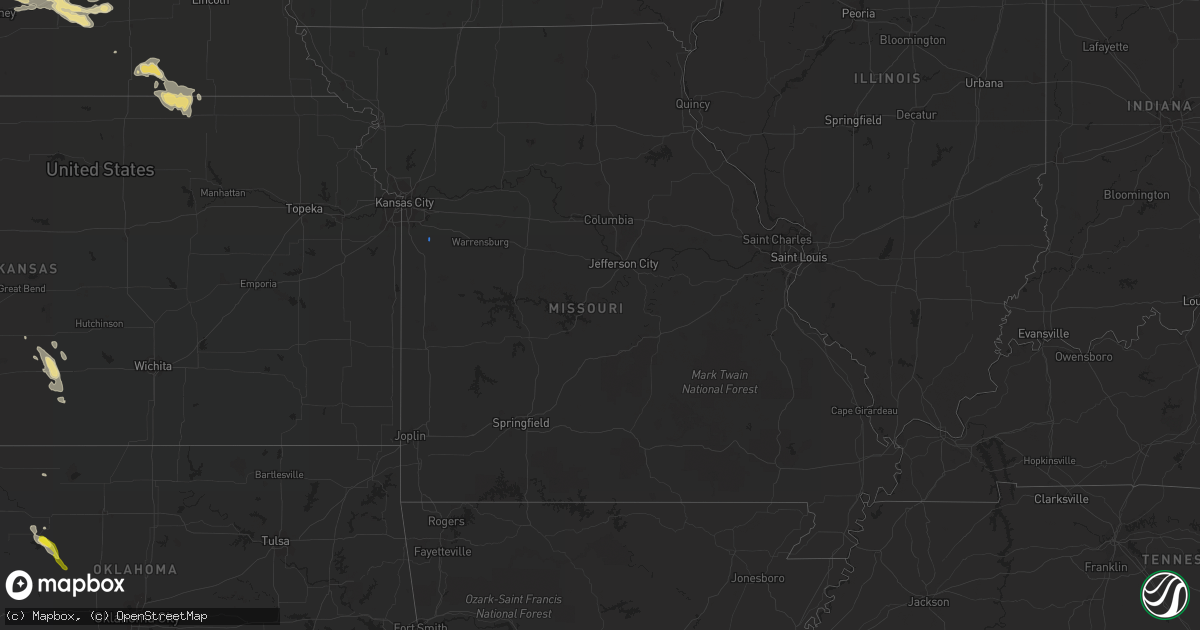Hail map in Missouri on August 25, 2019