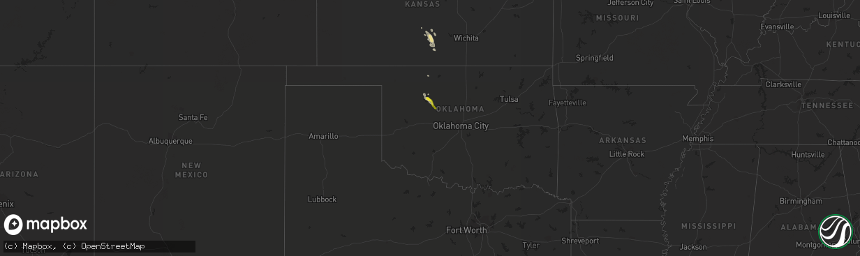 Hail map in Oklahoma on August 25, 2019