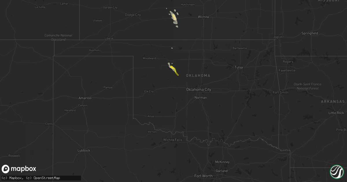 Hail map in Oklahoma on August 25, 2019