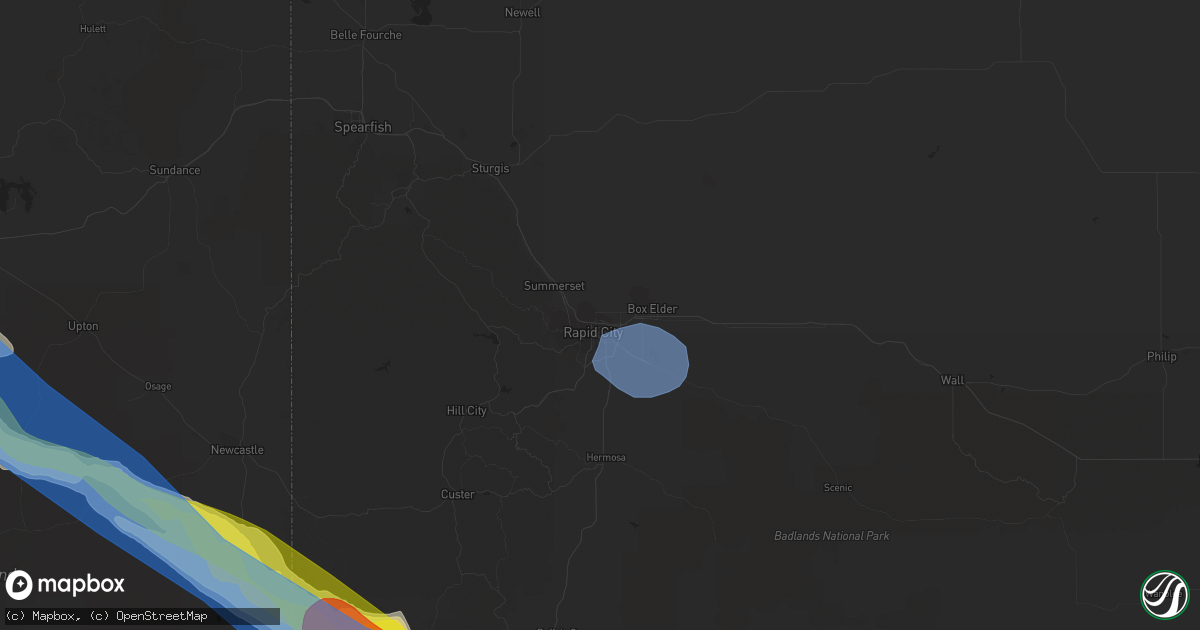 Hail map in Rapid City, SD on August 25, 2019