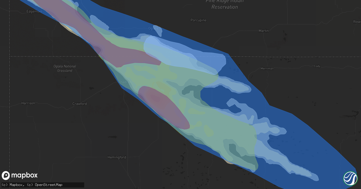 Hail map in Rushville, NE on August 25, 2019