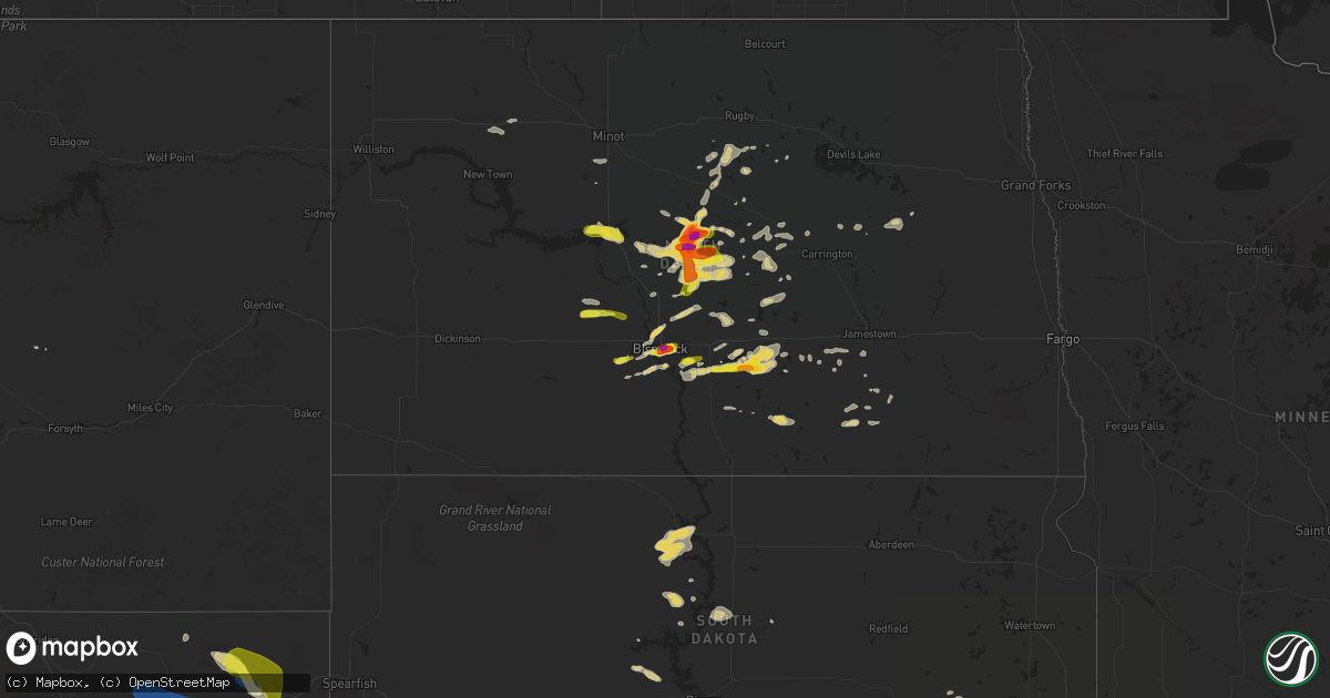 Hail map on August 25, 2019