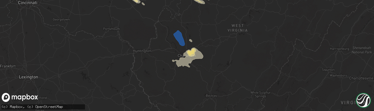 Hail map in Charleston, WV on August 25, 2020