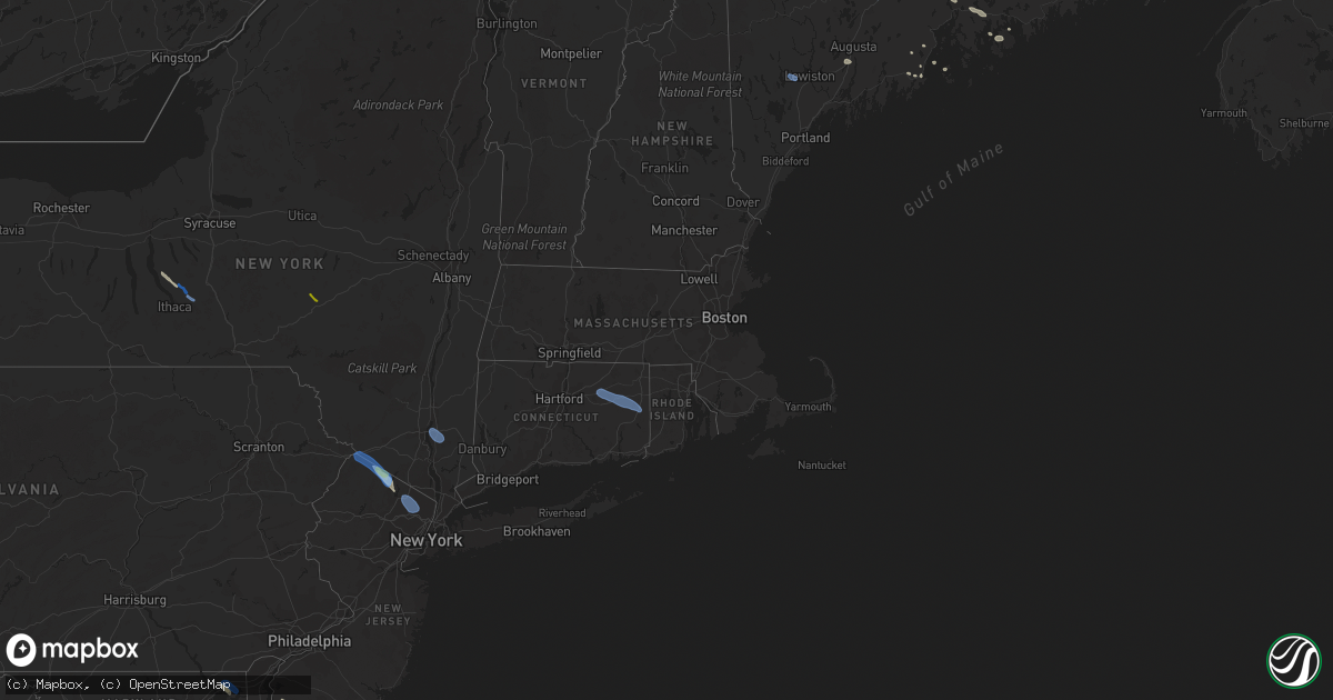 Hail map in Connecticut on August 25, 2020