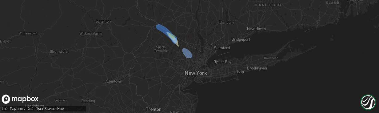Hail map in Fair Lawn, NJ on August 25, 2020