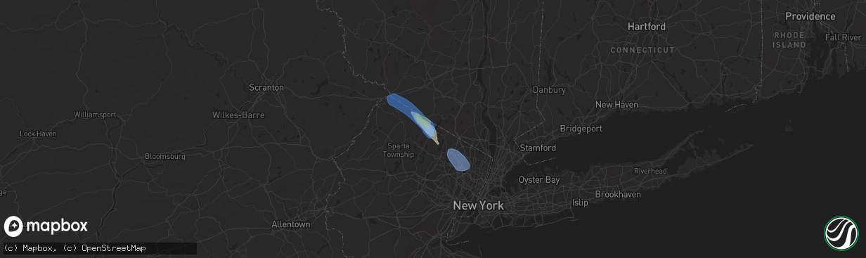 Hail map in Hewitt, NJ on August 25, 2020