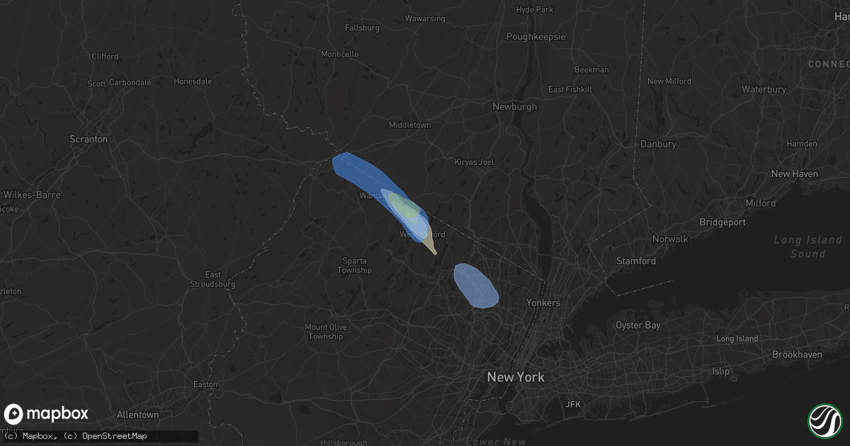Hail map in Hewitt, NJ on August 25, 2020