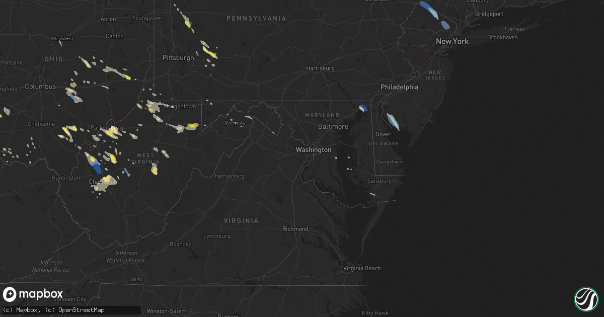 Hail map in Maryland on August 25, 2020