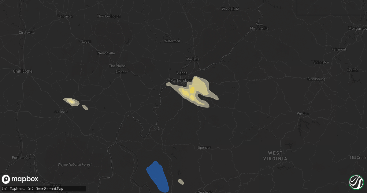 Hail map in Mineral Wells, WV on August 25, 2020