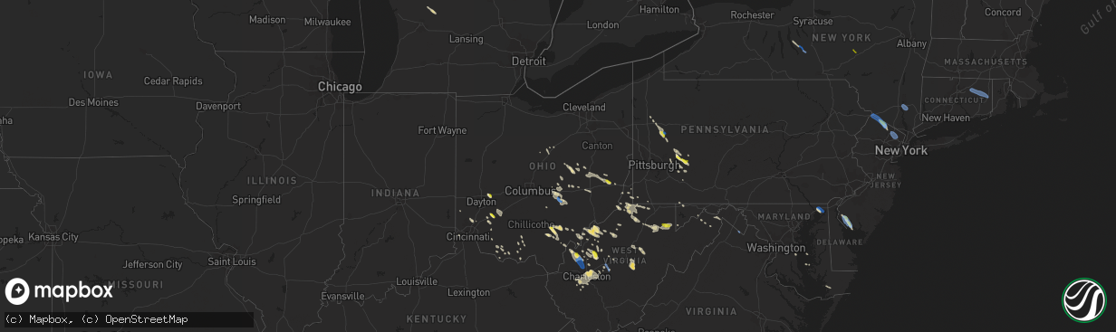Hail map in Ohio on August 25, 2020