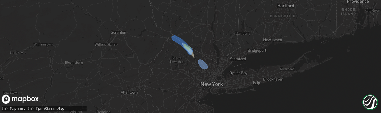 Hail map in West Milford, NJ on August 25, 2020