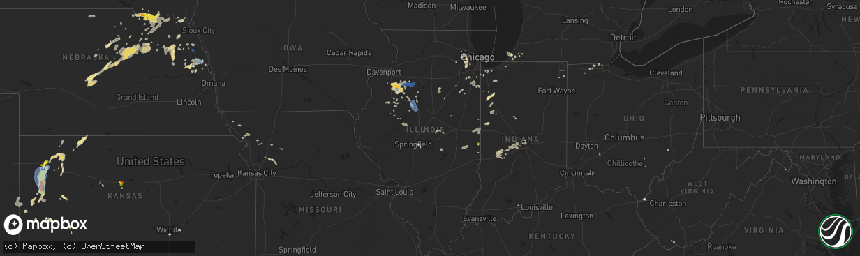 Hail map in Illinois on August 25, 2021