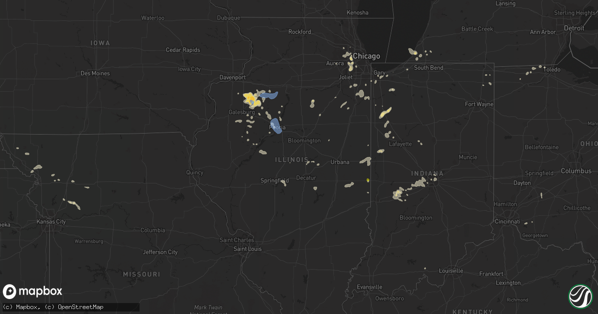 Hail map in Illinois on August 25, 2021