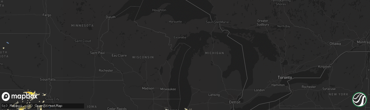 Hail map in Michigan on August 25, 2021