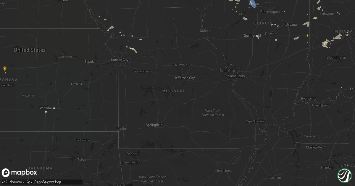 Hail map in Missouri on August 25, 2021