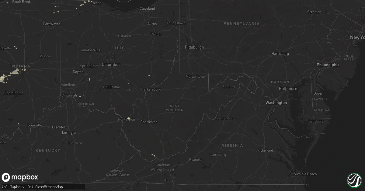 Hail map in West Virginia on August 25, 2021