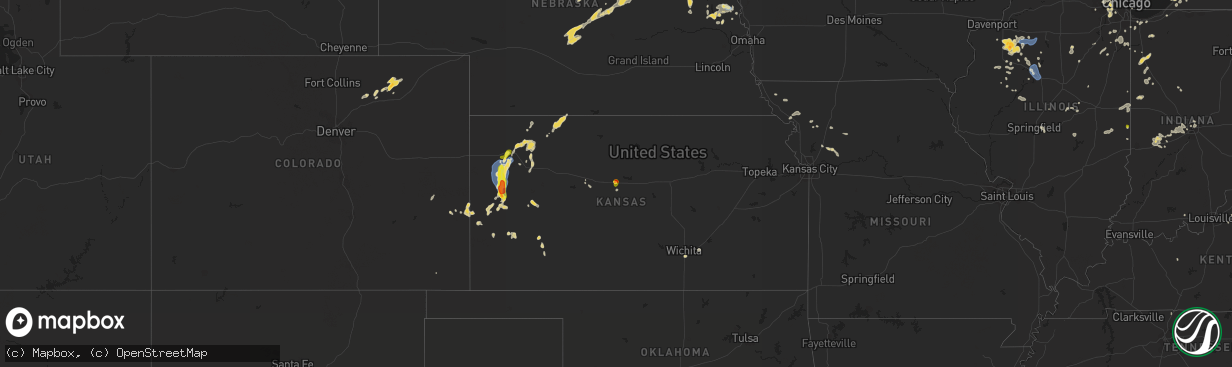 Hail map on August 25, 2021