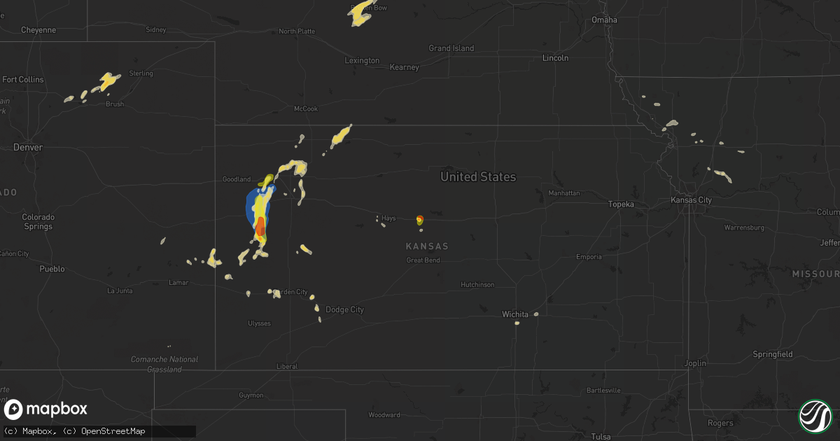 Hail map on August 25, 2021