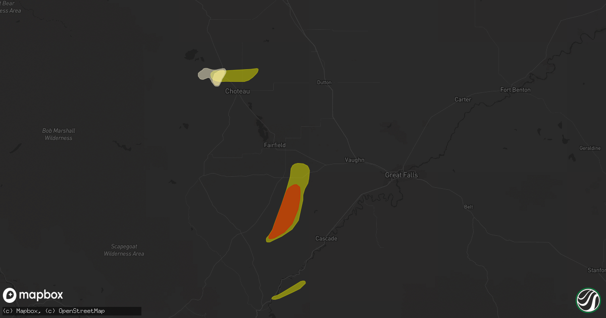 Hail map in Fort Shaw, MT on August 25, 2022