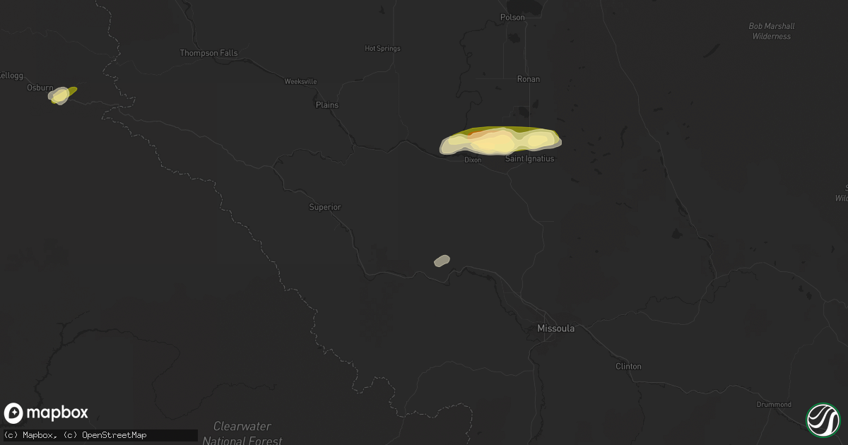 Hail map in Huson, MT on August 25, 2022