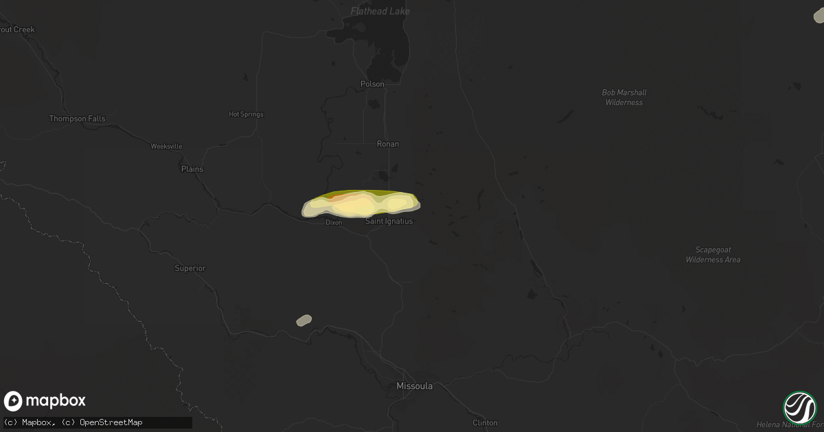 Hail map in Saint Ignatius, MT on August 25, 2022