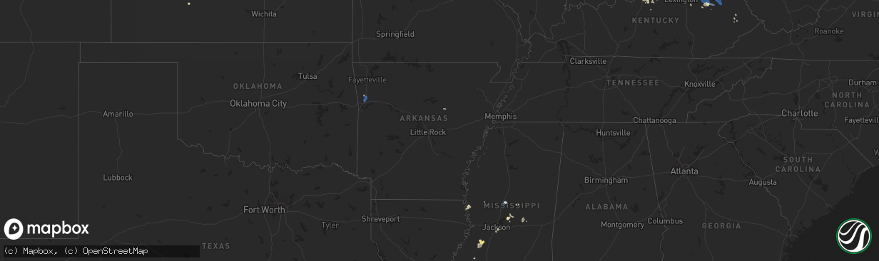Hail map in Arkansas on August 25, 2023