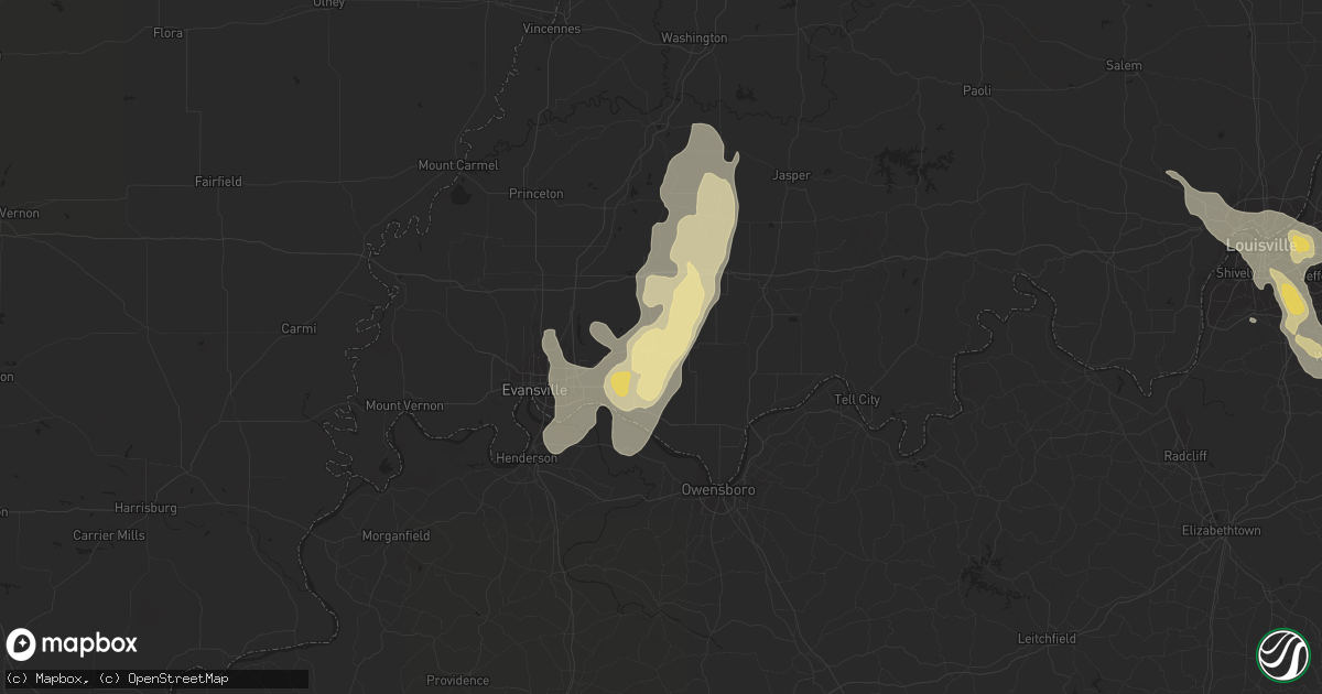 Hail map in Boonville, IN on August 25, 2023