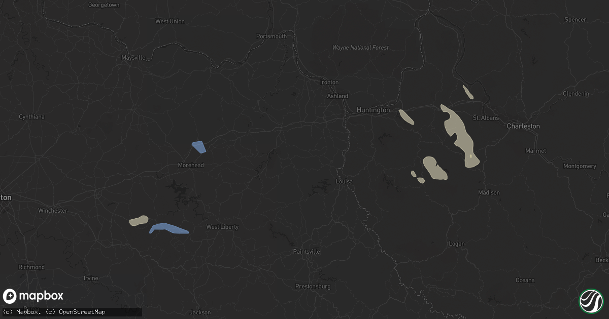 Hail map in Ezel, KY on August 25, 2023