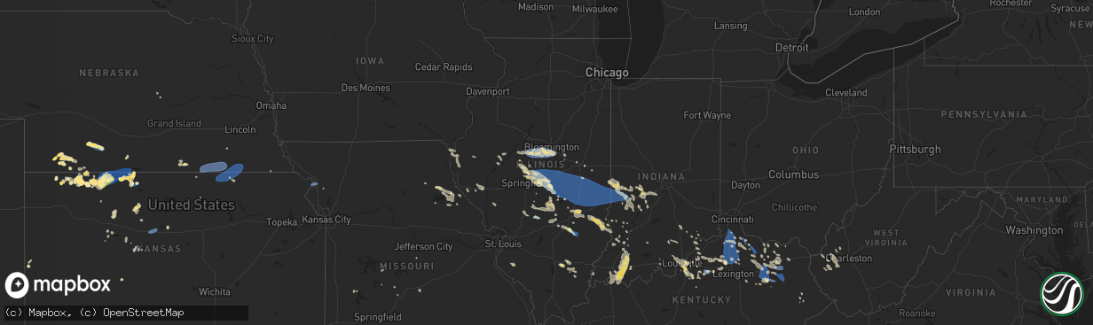 Hail map in Illinois on August 25, 2023