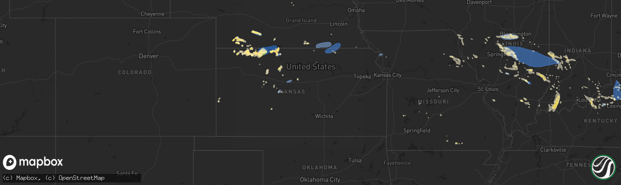 Hail map in Kansas on August 25, 2023