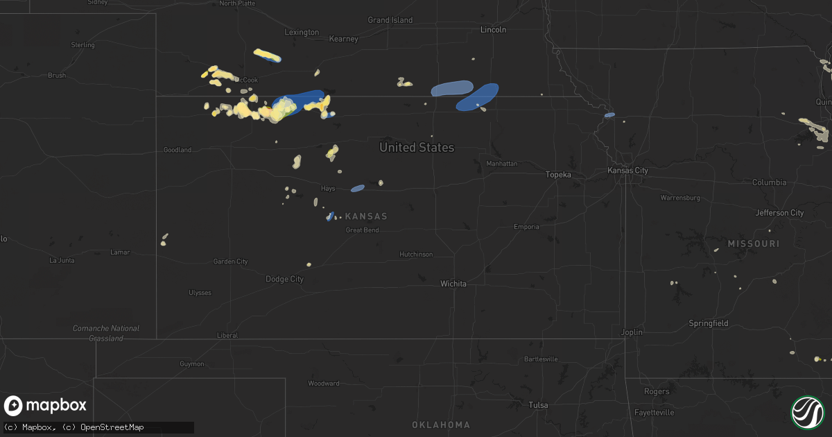 Hail map in Kansas on August 25, 2023