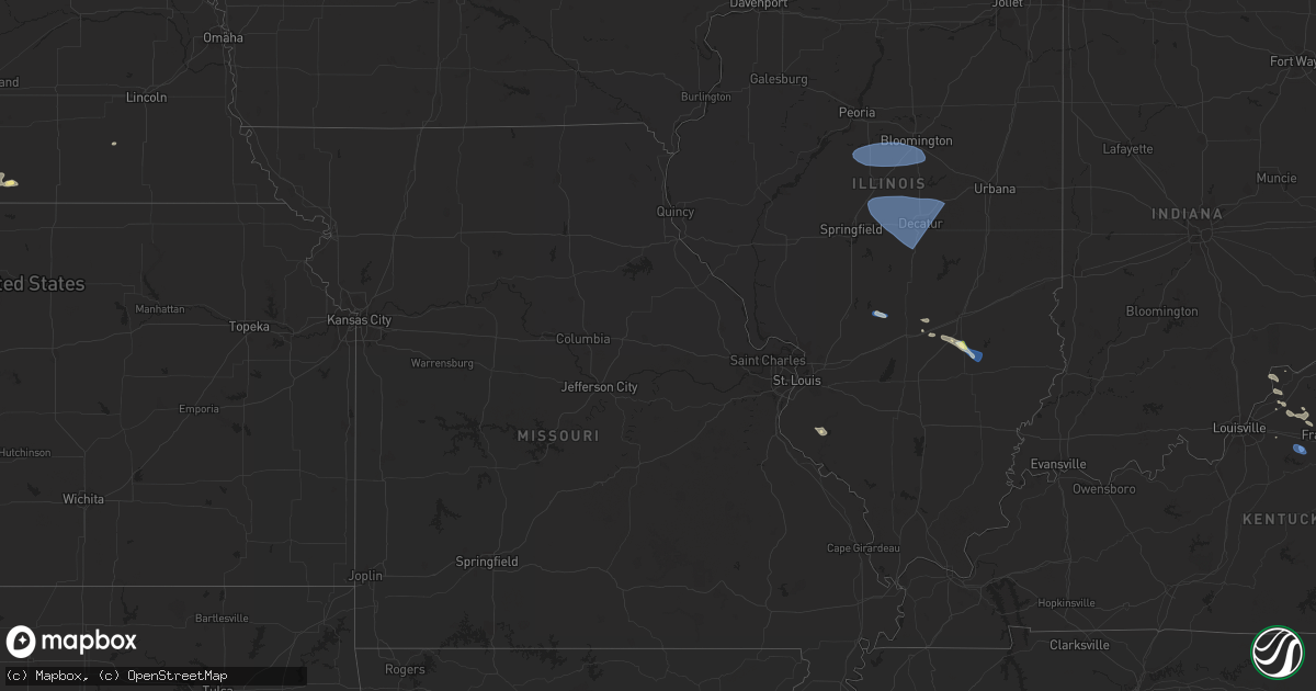 Hail map in Louisiana on August 25, 2023