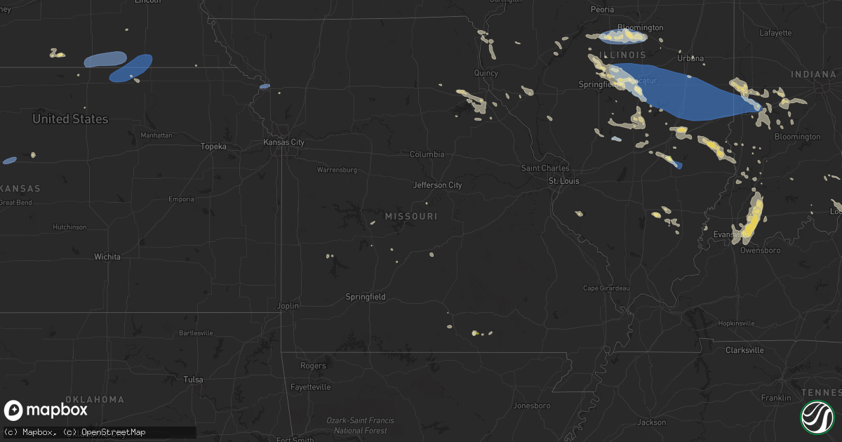 Hail map in Missouri on August 25, 2023
