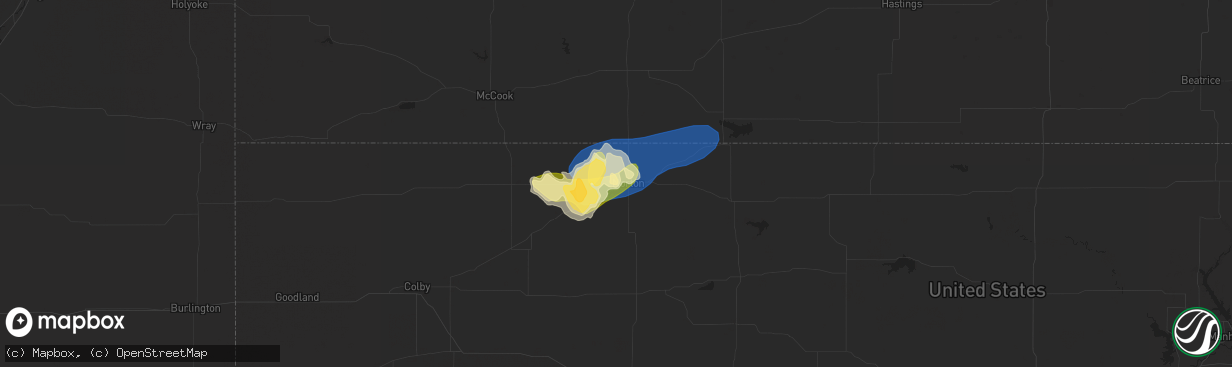 Hail map in Norton, KS on August 25, 2023