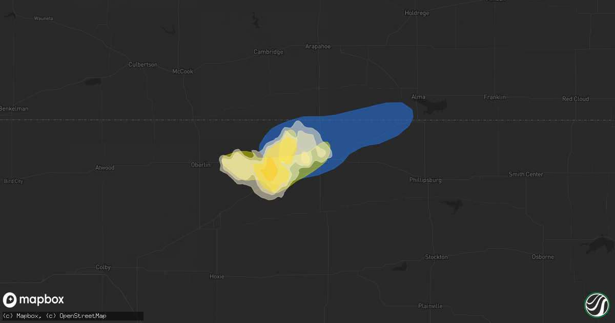 Hail map in Norton, KS on August 25, 2023