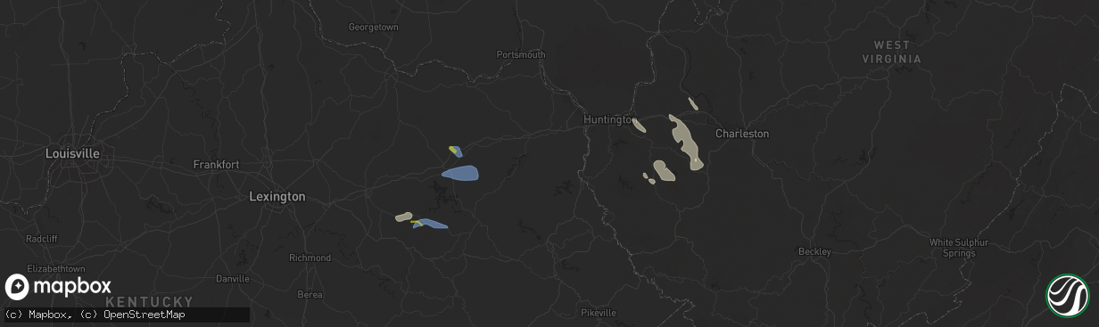 Hail map in Sod, WV on August 25, 2023