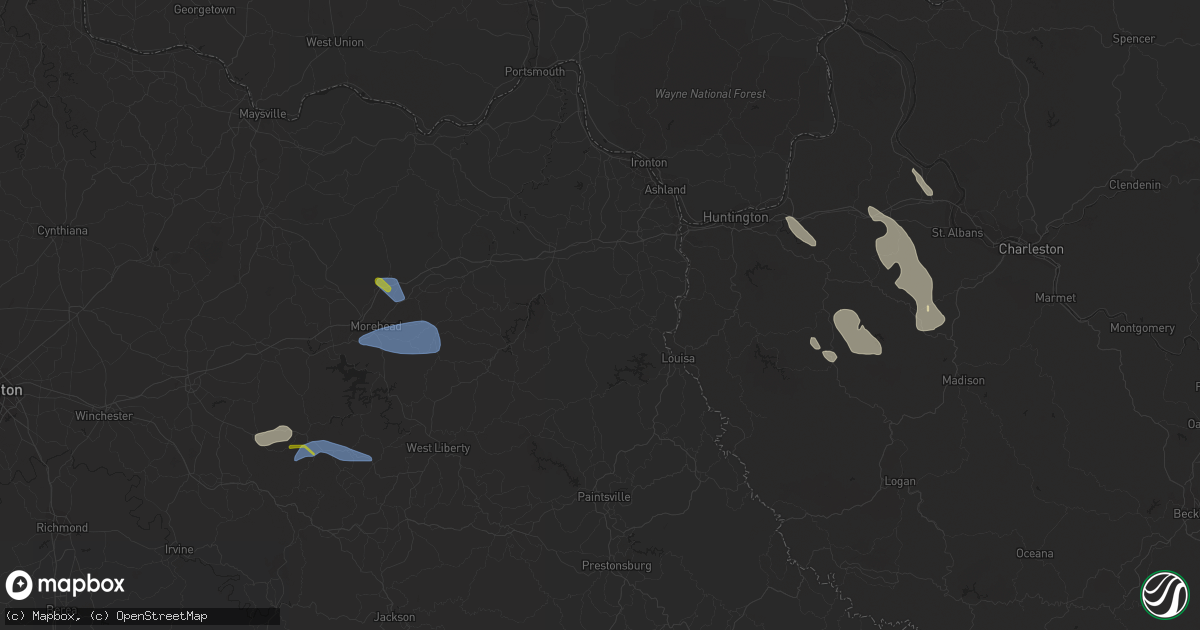 Hail map in Sod, WV on August 25, 2023