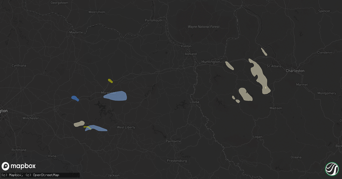 Hail map in Winfield, WV on August 25, 2023
