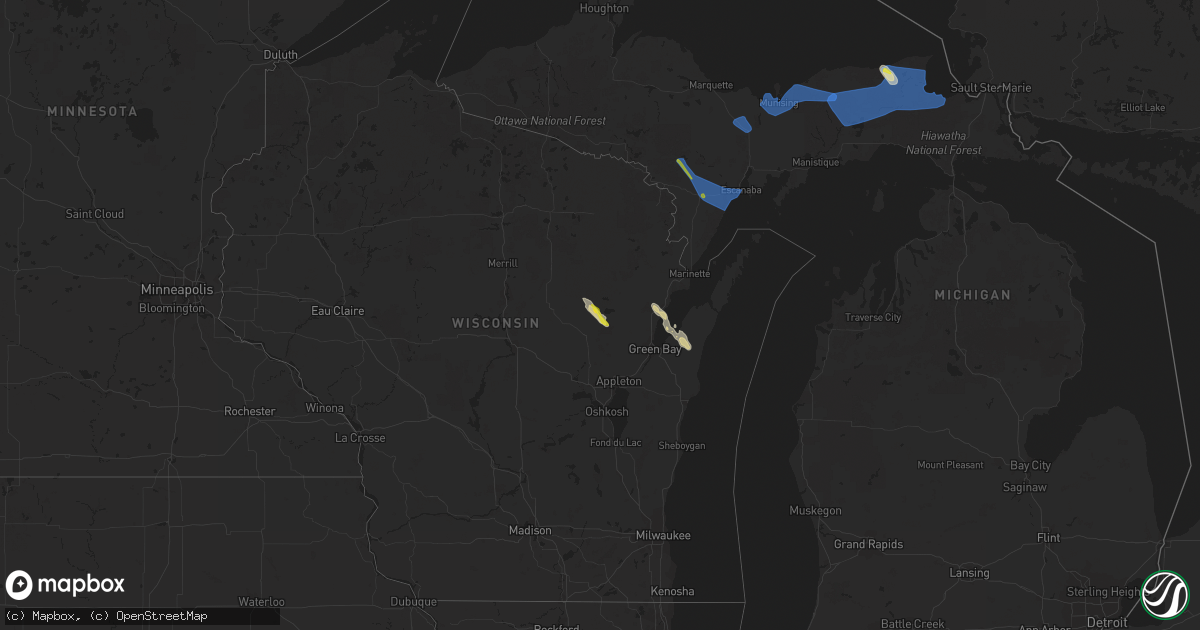 Hail map on August 25, 2023