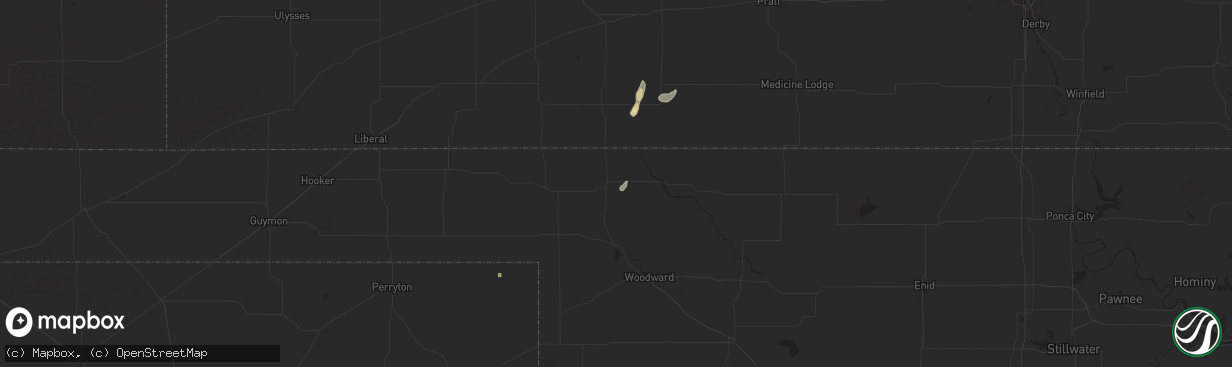 Hail map in Buffalo, OK on August 25, 2024