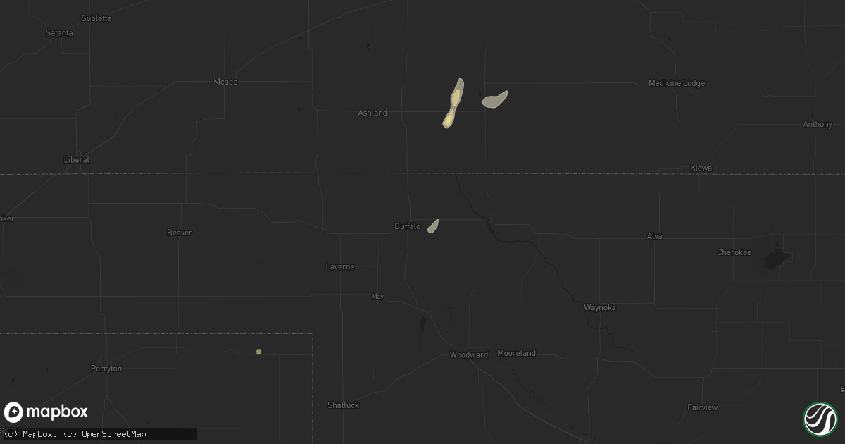 Hail map in Buffalo, OK on August 25, 2024