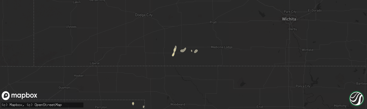 Hail map in Coldwater, KS on August 25, 2024